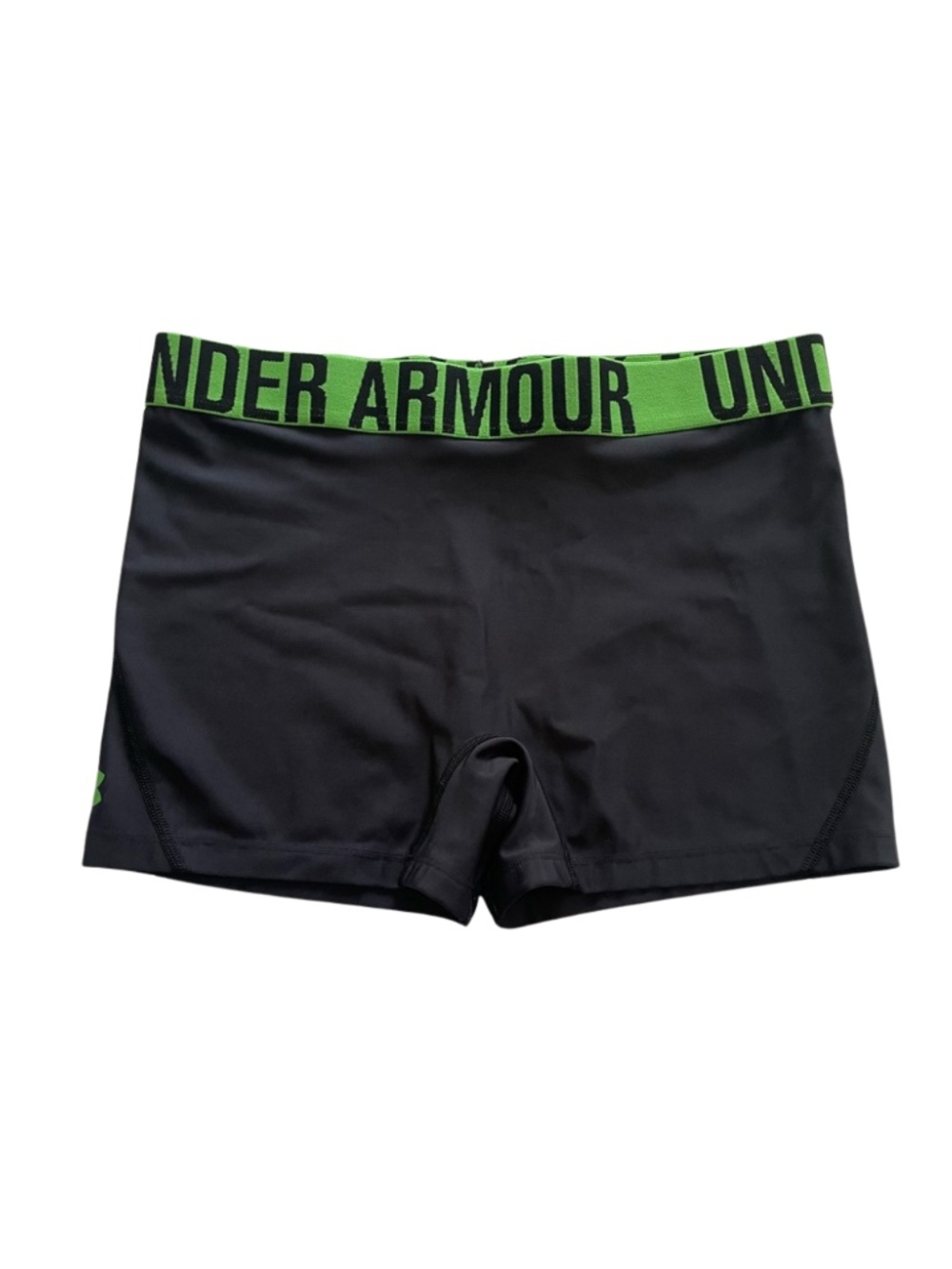 NWOT Under Armour Black Compression Bike Shorts Green Athletic Women M #0066